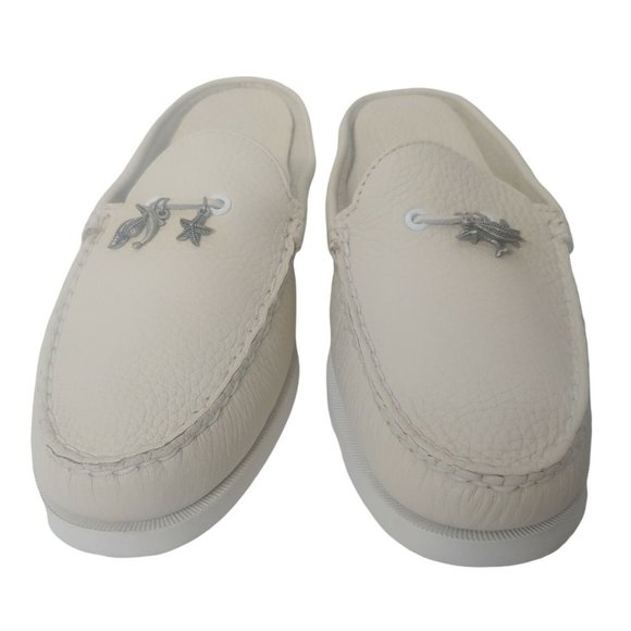 Sperry Top Sider Womens 10M Slip On Boat Shoes Dolphin Shell Charms Ivory EUC - Picture 9 of 10